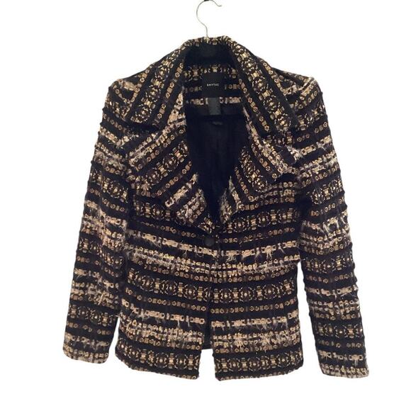 Smythe Tailored Boucle Blazer In Black And Gold Single Breasted Size 6 - Picture 3 of 12